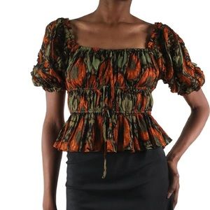 Ulla Johnson Multicolour printed puff-sleeve top - size US 2